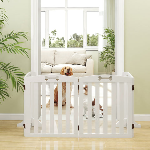 Rootz Free-Standing Dog Grille - Pet Barrier - Safety Gate - Non-Slip Support Feet - 207.5 x 30 x 61cm - White MDF Design
