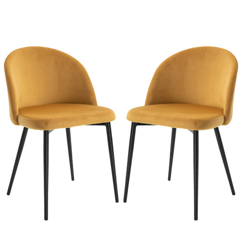 Rootz Set of 2 Dining Chairs - Upholstered Velor - Scandinavian Kitchen Chairs - Optimal Comfort - 49cm x 50cm x 77cm