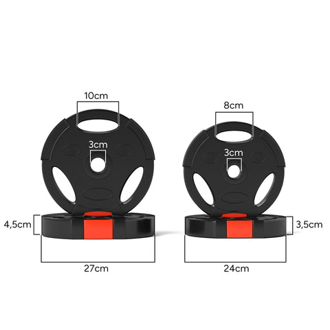 Rootz Set of 4 Weight Plates - Gym Discs - Fitness Weights - Durable Polypropylene - Ø27x4.5cm & Ø24x3.5cm - Versatile Strength Training