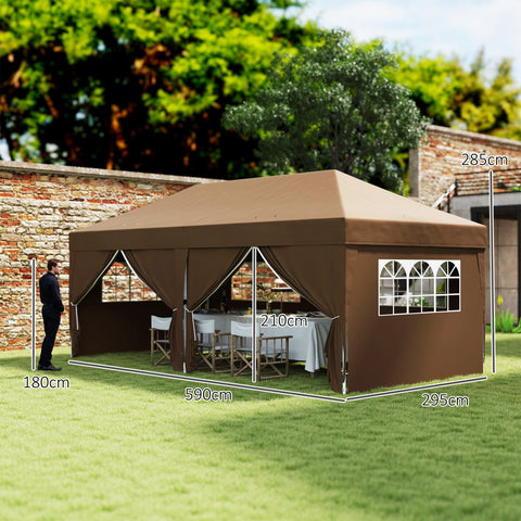 Rootz 3x6m Garden Pavilion - Outdoor Foldable Tent - Portable Canopy - UV & Waterproof Protection - 590cm x 295cm x 285cm