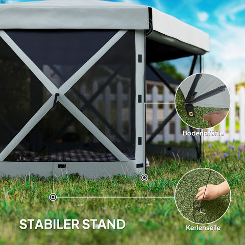 Rootz Garden Pavilion - Garden Tent - Party Tent - Waterproof & UV Resistant - Grey - 360cm x 315cm x 220cm