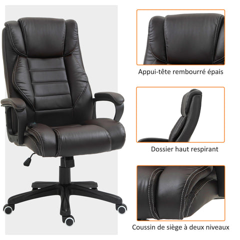 Rootz Executive Chair with Massage - Ergonomic Office Chair - Swivel Desk Chair - Maximum Comfort - 64W x 74D x 112-120H cm