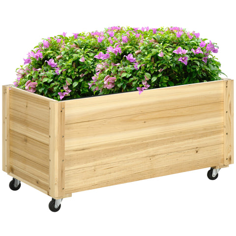 Rootz Flower Box with Wheels - Planter Box - Spruce Wooden Box - Movable Gardening Solution - 89cm x 48cm x 47cm
