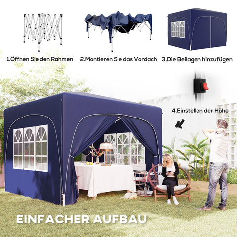 Rootz Pop-Up Gazebo - Garden Tent - Festival Shelter - UPF50+ Protection - 300cm x 300cm x 273cm - Easy Setup & Portable with Carry Bag
