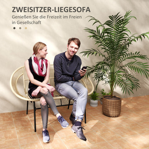 Rootz 2-Seater Garden Bench - Outdoor Bench - Patio Seating - Weatherproof & UV-Resistant - 126cm x 72cm x 83cm