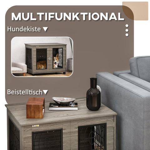 Rootz Dog Crate - Dog Box - Pet Kennel - Stylish - Secure - Comfortable - 80cm x 56cm x 63cm - Chipboard & Steel