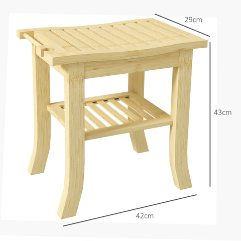 Rootz Bamboo Shower Stool - Bath Bench - Wooden Seat - Durable Bamboo - 42L x 29W x 43H cm