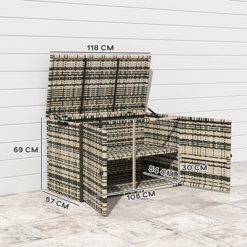 Rootz Rattan Edition Storage Box - Cushion Box - Garden Storage - Large Capacity - 118cm x 57cm x 69cm - Brown