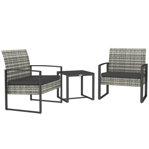 Rootz 3-Part Garden Lounge Set - Outdoor Furniture - Patio Seating - Comfortable with Cushions - 63cm x 57cm x 76cm Chair, 42.5cm x 40cm x 39cm Table