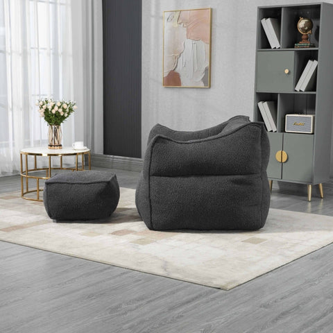 Rootz Bouclé Bean Bag - Memory Foam Chair - Lounge Armchair - Ultimate Comfort - 91x83x66cm