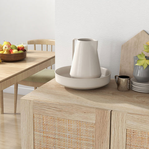 Rootz Bohème High Buffet Cabinet - Rattan Storage Unit - Boho Sideboard - Hidden Storage - 73 x 41 x 102 cm