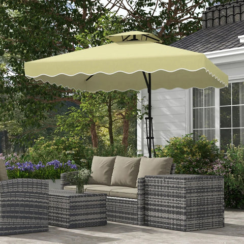 Rootz Parasols Umbrella - Cantilever Umbrella - Decorative Edge - Ventilation Canopy - Offset Design - Umbrella Roof - Metal-polyester - Beige - 2.4x2.4x2.6m