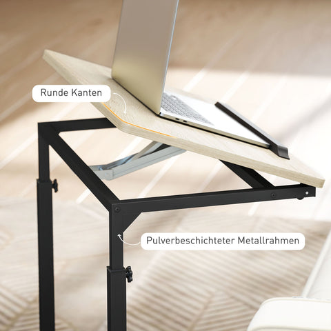Rootz Adjustable Side Table - Bedside Table - Desk - Height Adjustable - Metal Frame - 55cm x 36cm x 62.5-82.5cm