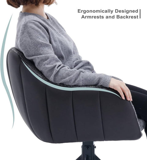 Rootz Dining Chair - Swivel Chair - Roller-Free Design - Soft Chenille Cover - Robust Metal Legs - Modern Style - Boucle Fabric - 57x79x62cm