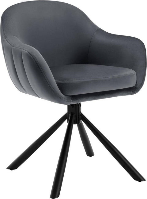 Rootz Swivel Dining Chair - Velvet Chair - Rolling Chair - 360° Swivel Mechanism - Soft Foam Padding - 57cm x 79cm x 62cm