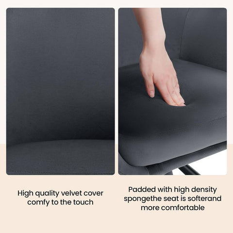 Rootz Swivel Dining Chair - Velvet Chair - Rolling Chair - 360° Swivel Mechanism - Soft Foam Padding - 57cm x 79cm x 62cm