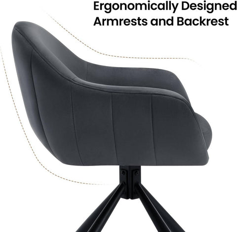 Rootz Swivel Dining Chair - Velvet Chair - Rolling Chair - 360° Swivel Mechanism - Soft Foam Padding - 57cm x 79cm x 62cm