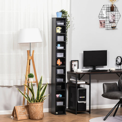 Rootz Set of 2 Column Shelves - DVD Storage Cabinet - CD Storage - 204 CD Capacity - Elegant Design - 21cm x 22.5cm x 88.5cm