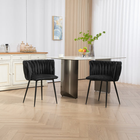 Rootz 2 Piece Modern Velvet Dining Chairs - Luxury Dining Room Seats - Elegant Velvet Chairs - Comfort & Style - 57cm x 50cm x 72cm