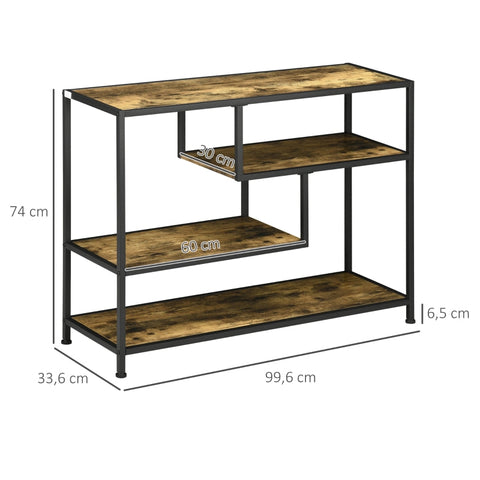 Rootz Industrial Console Table - Entryway Table - Rustic Brown Black Hall Table - Steel Chipboard - 99.6cm x 33.6cm x 74cm