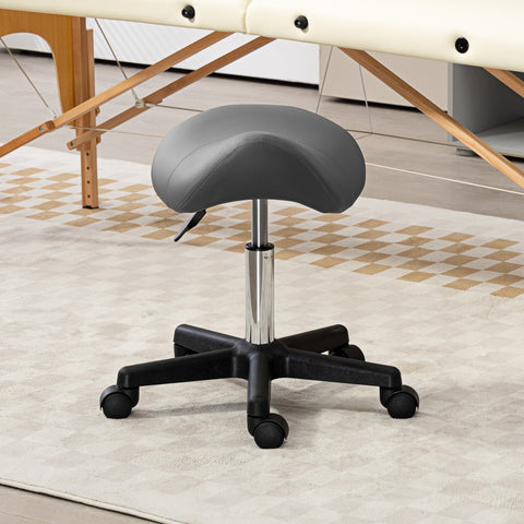 Rootz Grey Roll Stool - Saddle Seat - Height Adjustable Chair - Ergonomic Seating - 48 x 47 x 45-59 cm
