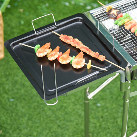 Rootz Houtskoolgrill BBQ - Buitengrill - Draagbare BBQ - Duurzaam roestvrij staal - Ruim kookoppervlak - Veelzijdige kookopties - 104L x 30W x 68H cm