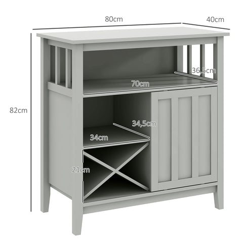 Rootz Buffet Cabinet - Sideboard - Storage Unit - Adjustable Shelf - 80W x 40D x 82H cm - Space for Dishes, Open Compartment, 8-Bottle Rack