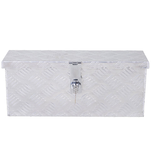 Rootz Aluminum Tool Box - Tool Chest - Storage Box - Secure Key Lock - Compact 50L x 15.5W x 20.5H cm - Silver