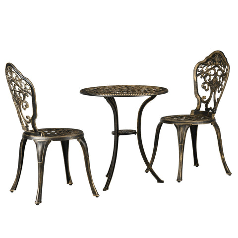Rootz Garden Bistro Set - Patio Furniture - 3-Piece Set - Elegant Design - 39cm x 52cm x 88cm Chair, Ø60cm x 65.5cm Table