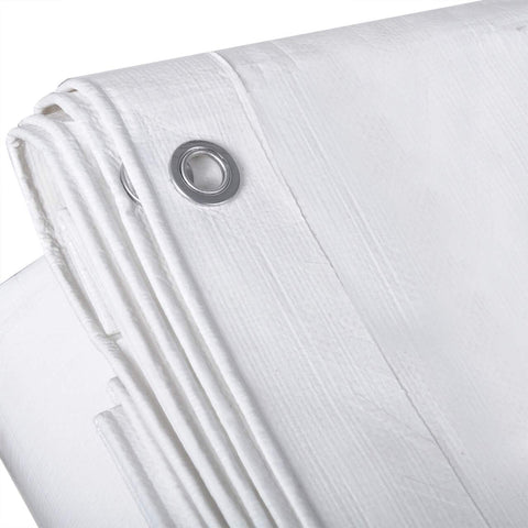 Rootz Ultimate Protective Tarpaulin - Waterproof Cover - Weatherproof Tarp - Durable, Tear-Resistant, Easy to Secure - 8m x 10m - White