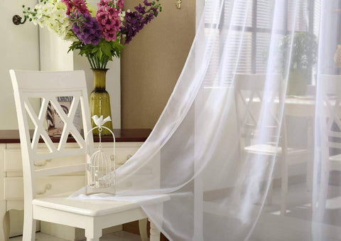 Rootz 2 Piece Set Voile Curtains - Sheer Drapes - White Window Panels - Breathable Polyester - 140x145cm (Adjustable) for Light & Privacy