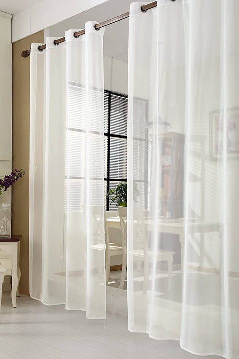 Rootz 2 Piece Set Transparent Curtains - Voile Curtains - Lightweight Drapes - Privacy Protection - Cream 140x225cm