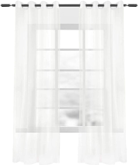 Rootz 2 Piece Set Transparent Curtains - Voile Curtains - Lightweight Drapes - Privacy Protection - Cream 140x225cm