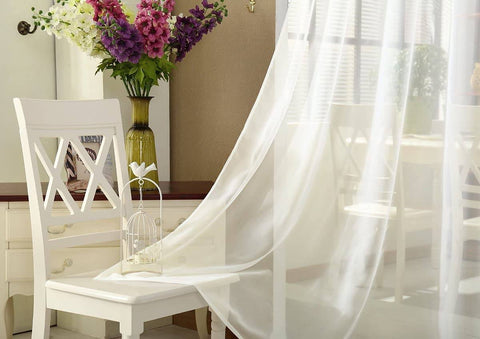 Rootz 2 Piece Set Transparent Curtains - Voile Curtains - Lightweight Drapes - Privacy Protection - Cream 140x225cm