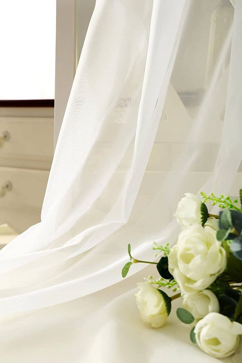 Rootz 2 Piece Set Transparent Curtains - Voile Curtains - Lightweight Drapes - Privacy Protection - Cream 140x225cm