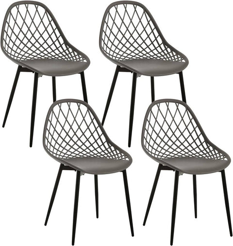 Rootz Modern Dining Chairs Set of 4 - Ergonomic Seating - Metal Leg Chairs - Sturdy & Durable - Comfortable Design - Easy to Clean - 52cm x 83.5cm x 53cm