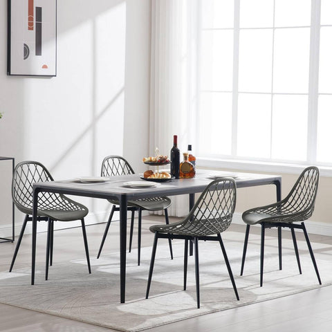 Rootz Modern Dining Chairs Set of 4 - Ergonomic Seating - Metal Leg Chairs - Sturdy & Durable - Comfortable Design - Easy to Clean - 52cm x 83.5cm x 53cm