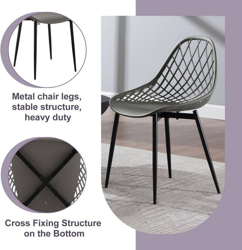 Rootz Modern Dining Chairs Set of 4 - Ergonomic Seating - Metal Leg Chairs - Sturdy & Durable - Comfortable Design - Easy to Clean - 52cm x 83.5cm x 53cm