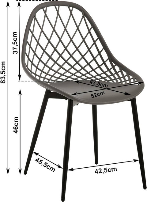 Rootz Modern Dining Chairs Set of 4 - Ergonomic Seating - Metal Leg Chairs - Sturdy & Durable - Comfortable Design - Easy to Clean - 52cm x 83.5cm x 53cm