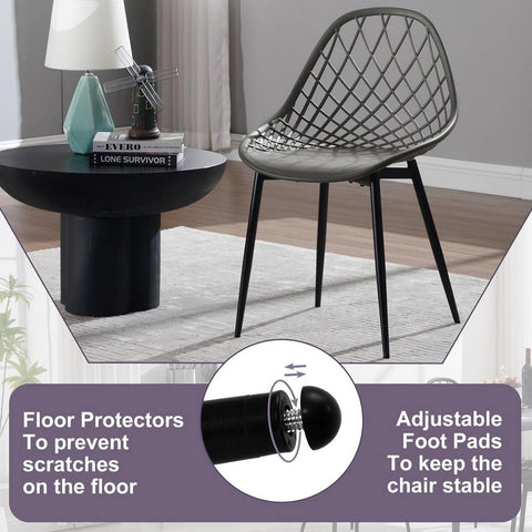 Rootz Modern Dining Chairs Set of 4 - Ergonomic Seating - Metal Leg Chairs - Sturdy & Durable - Comfortable Design - Easy to Clean - 52cm x 83.5cm x 53cm