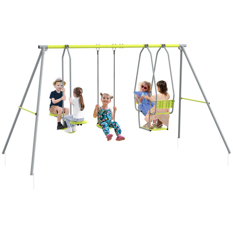 Rootz 3 in 1 Children's Swing - Kids Playground Set - Garden Swing - 3 Swings - Supports 5 Kids - 283x156x180cm