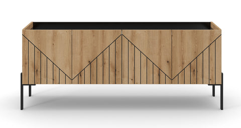 Rootz TV Lowboard - Media Cabinet - Entertainment Unit - Ample Storage - 153x62x40 cm - Brown & Black