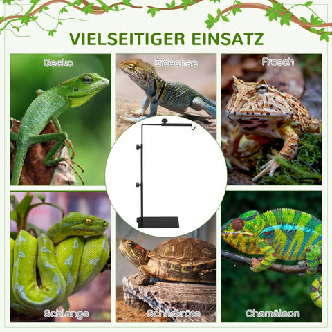 Rootz Heat Lamp Stand - Reptile Heat Lamp Holder - Adjustable Lamp Stand - Improves Warmth - Stable Steel Base - Easy Assembly - 40L x 15W x 95H cm