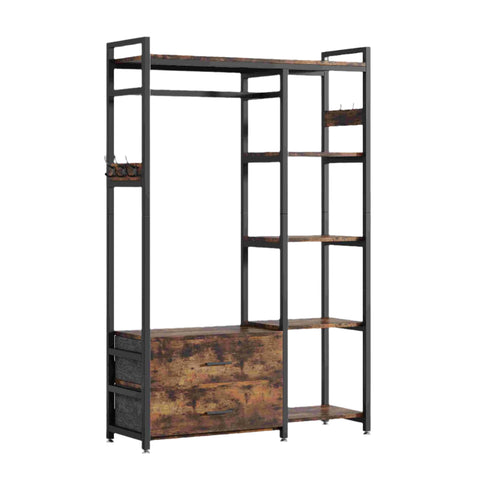 Rootz Freestanding Closet Organizer - Clothes Rack - Wardrobe Storage - 350lb Capacity - 180 cm H x 106 cm L x 40 cm W.