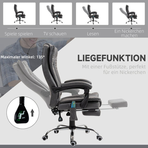 Rootz Massage Office Chair - High Back Computer Chair - Heated - Vibration Massage - 360° Swivel - 62cm x 70cm x 113-120cm