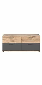 Rootz MASON Lowboard - Gray - TV Stand - Buffet - Basalt Gray Front - Nox Oak Body - Sustainable - 130cm x 53cm x 44cm