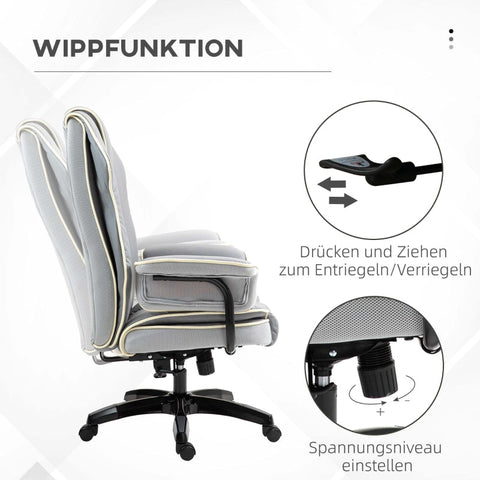 Rootz Ergonomic Office Chair - Computer Chair - Desk Chair - Faux Leather - Adjustable Height - 76cm x 80cm x 118-124cm