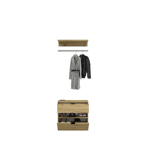 Rootz 4-Piece Combination Wardrobe - White Gloss/Mirror - Artisan Oak - Spacious Storage - 213cm x 193cm x 34cm