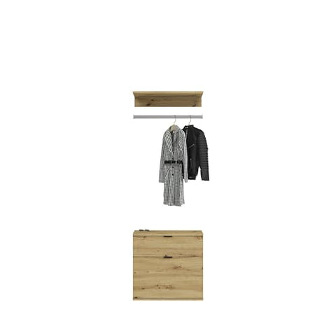 Rootz 4-Piece Combination Wardrobe - White Gloss/Mirror - Artisan Oak - Spacious Storage - 213cm x 193cm x 34cm