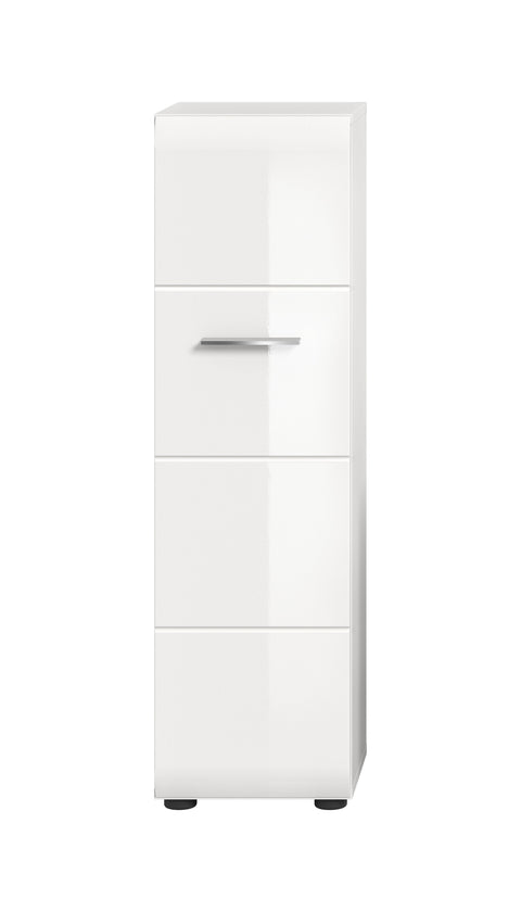 Rootz White High Gloss Storage Unit - Cabinet - Shelving - Space-Saving - 30x106x30cm - Easy Assembly